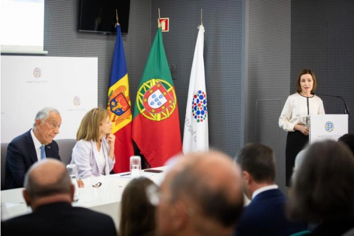 Maia Sandu a participat, împreună cu președintele Marcelo Rebelo de Sousa, la un forum cu oamenii de afaceri portughezi 