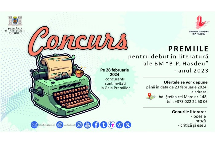 A fost lansat concursul „Premiile pentru debut în literatură pentru anul 2023”