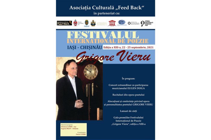 La Chișinău și Iași va avea loc Festivalul Internațional de Poezie ”Grigore Vieru”