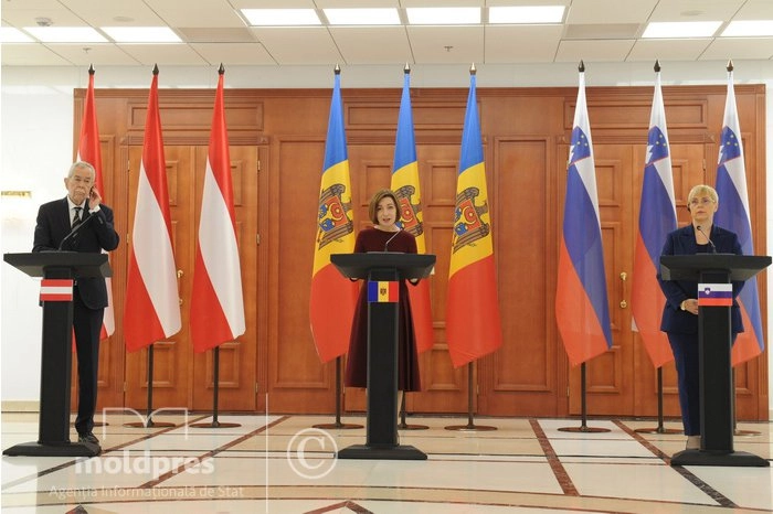 Șefa statului Maia Sandu i-a primit în vizită la Chișinău pe președinții Austriei și Sloveniei 