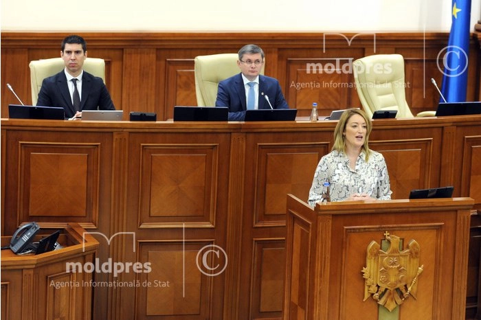 Președintele Parlamentului European, Roberta Metsola a ținut un discurs în Legislativul de la Chișinău