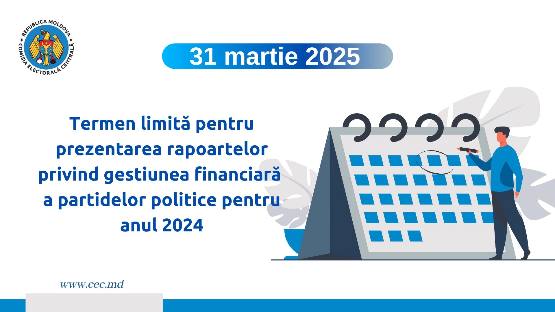 CEC reamintește partidelor politice obligația de a depune rapoartele financiare pentru 2024 până la 31 martie