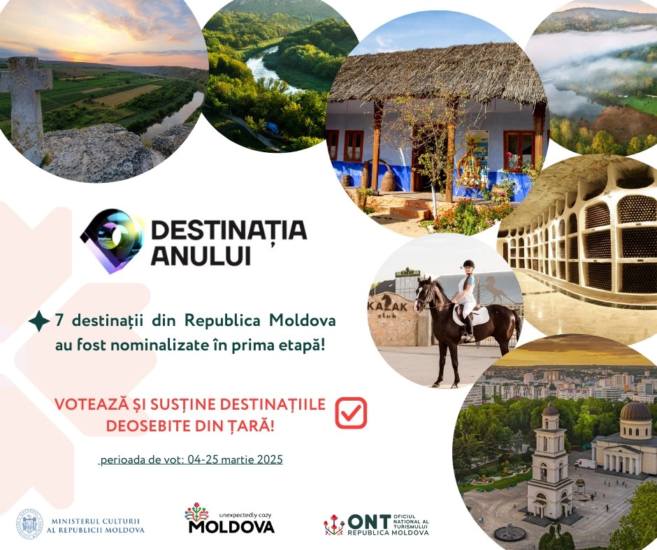 Şapte atracții turistice din R. Moldova sunt finaliste în cadrul concursului din România ,,Destinaţia Anului” 2025