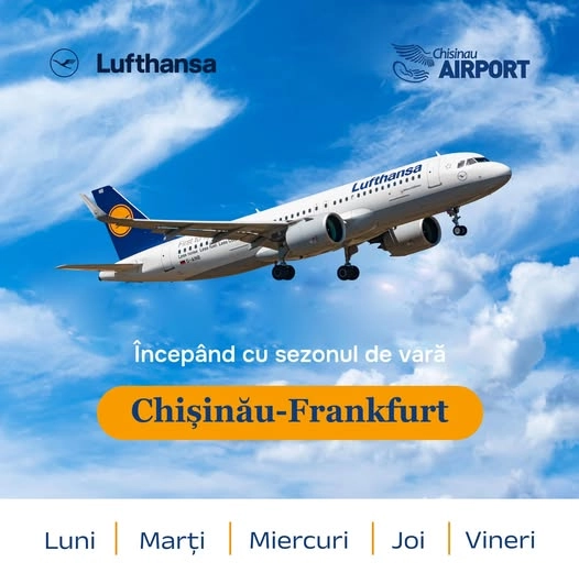 Lufthansa extinde frecvențele de zbor de pe Aeroportul Chișinău pe direcția Frankfurt