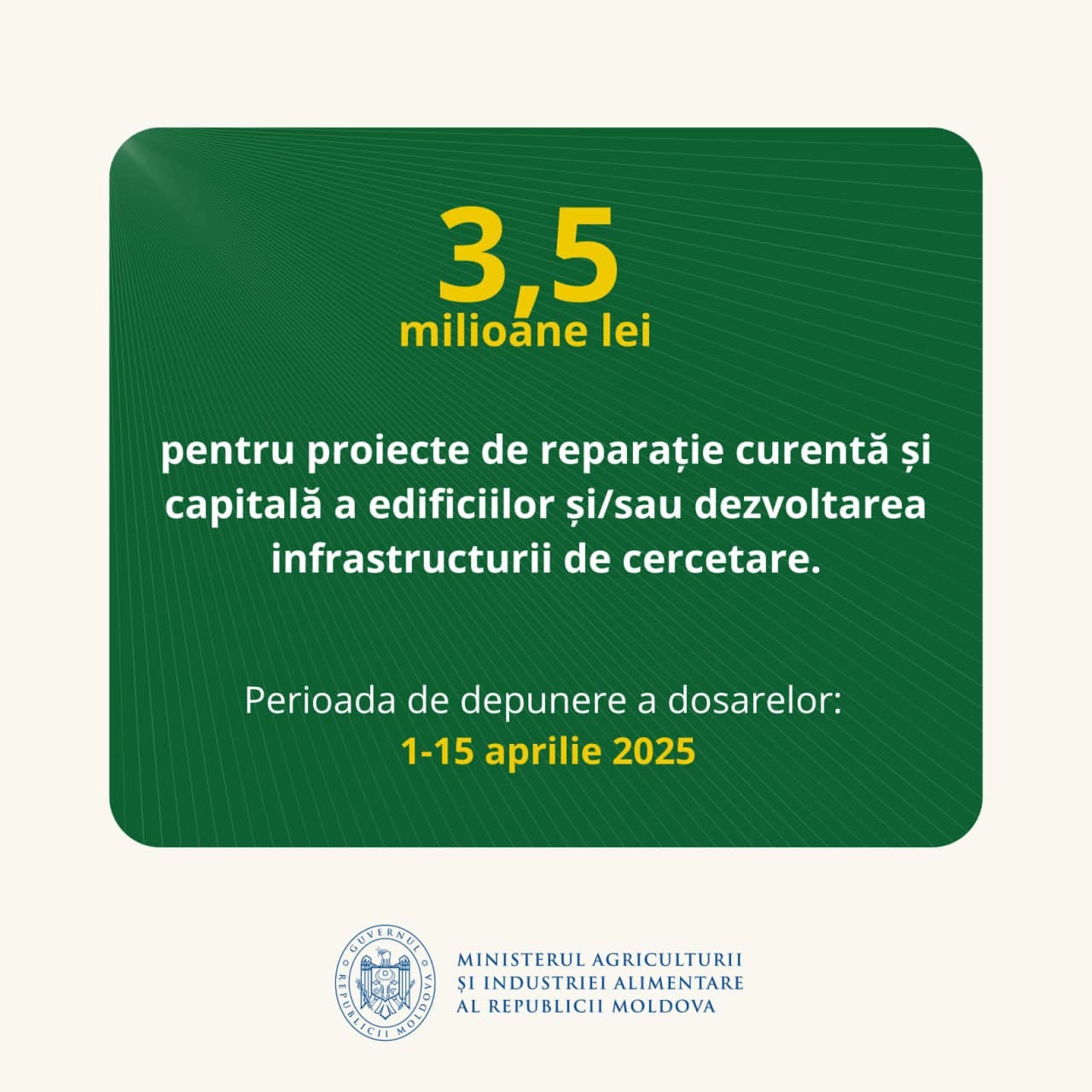 Până la 15 aprilie, instituțiile publice din domeniul cercetării și inovării agricole pot solicita finanţare pentru proiecte de reabilitare