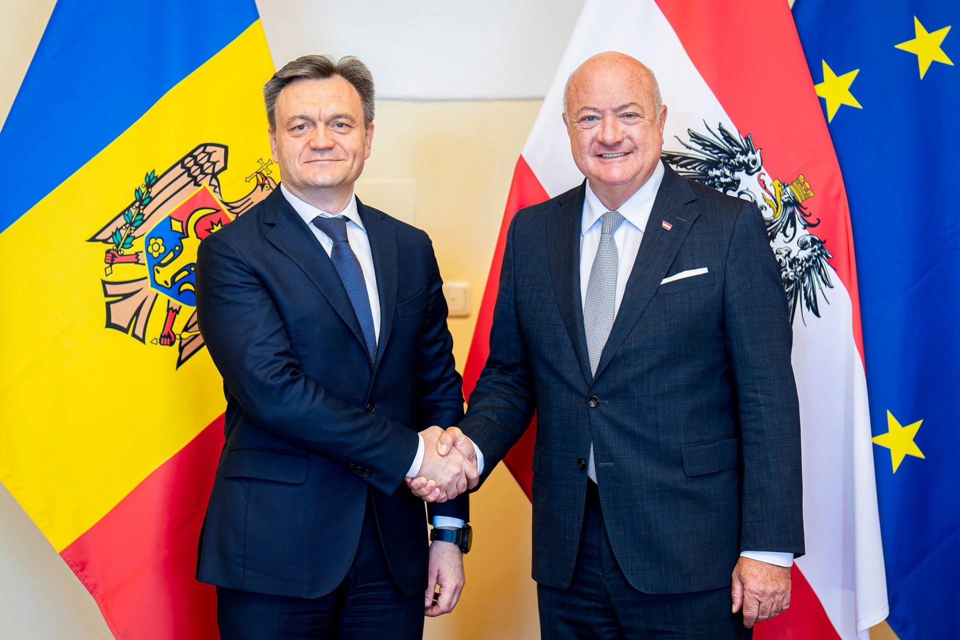 Premierul Dorin Recean, în dialog cu omologul său austriac, Christian Stocker: „Austria este un partener de încredere al Republicii Moldova”
