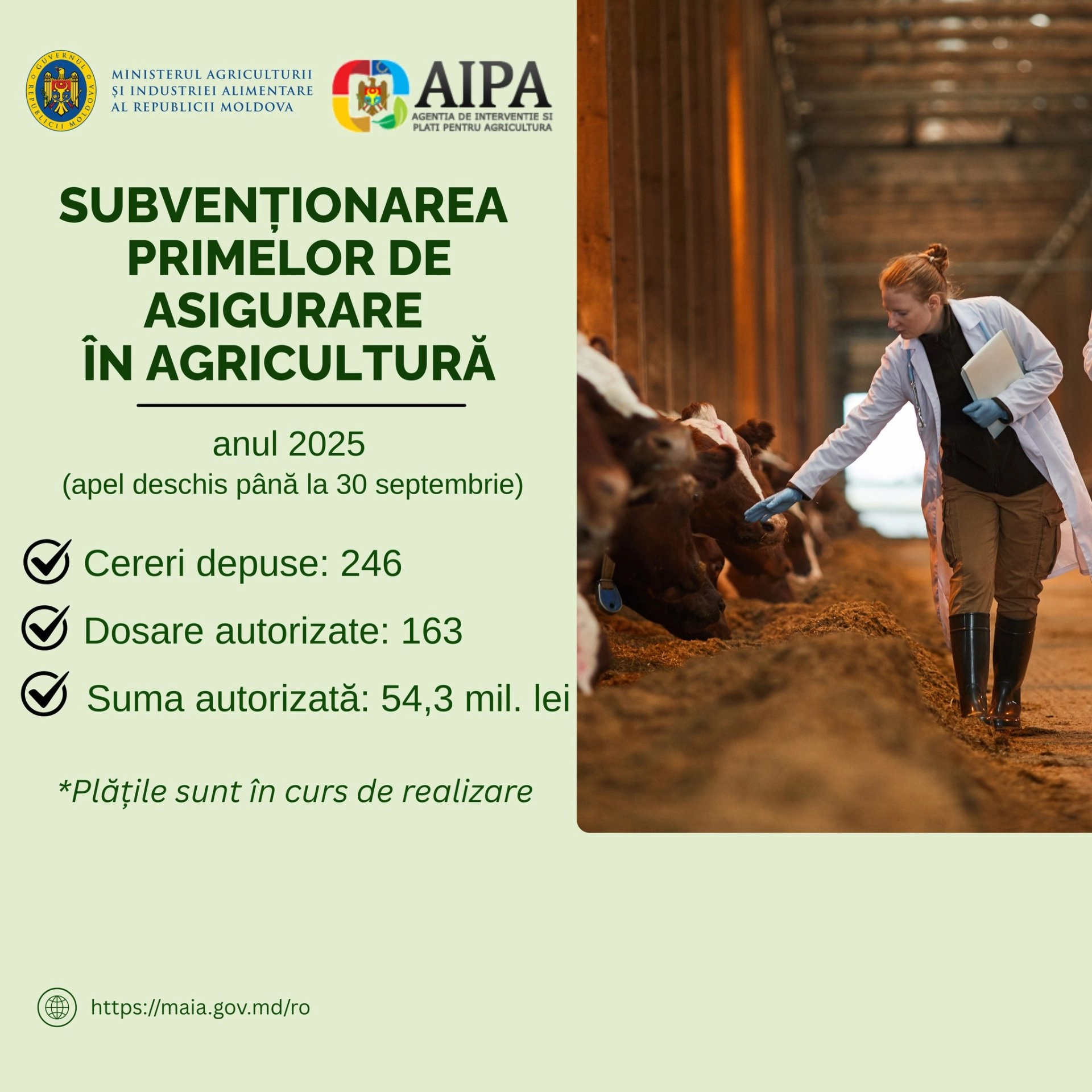 AIPA anunță finalizarea plăților pentru subvenționarea primelor de asigurare în agricultură pe anul 2024
