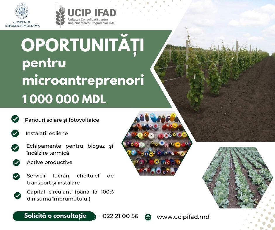Micro-fermierii din R. Moldova pot accesa finanțare de până la 1 milion de lei prin programele IFAD