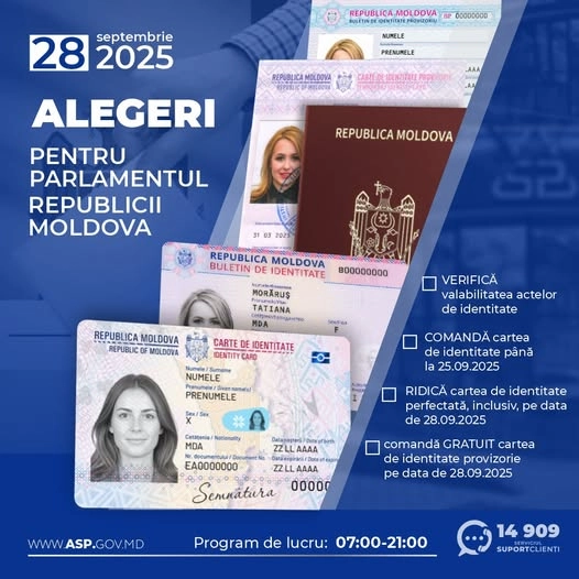 ASP va elibera gratuit acte de identitate în ziua scrutinului din 28 septembrie