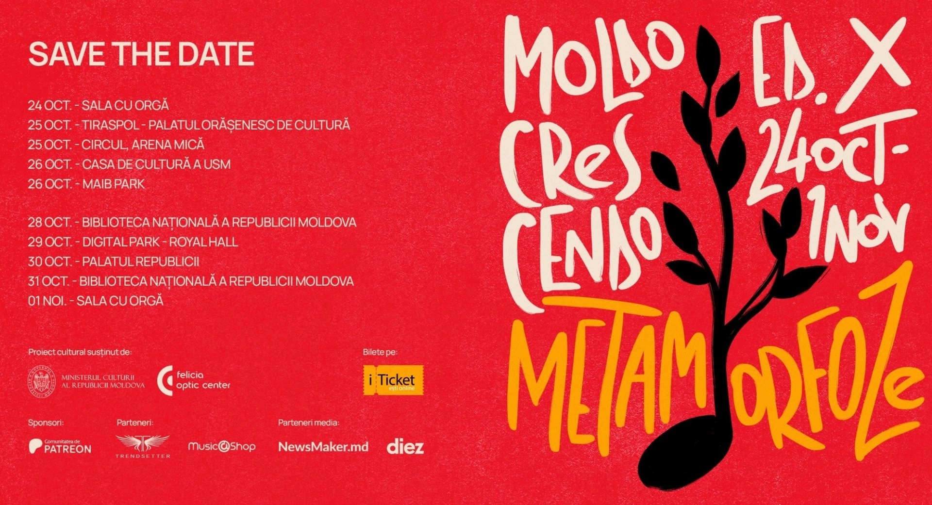 Festivalul Moldo Crescendo, ediția a X-a, se deschide pe 24 octombrie. Programul evenimentului