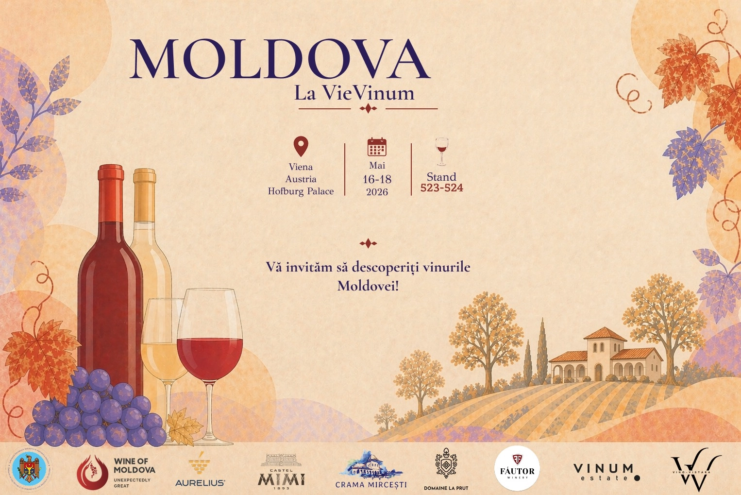 Vinurile moldovenești, promovate la expoziția internațională VieVinum 2026 de la Viena