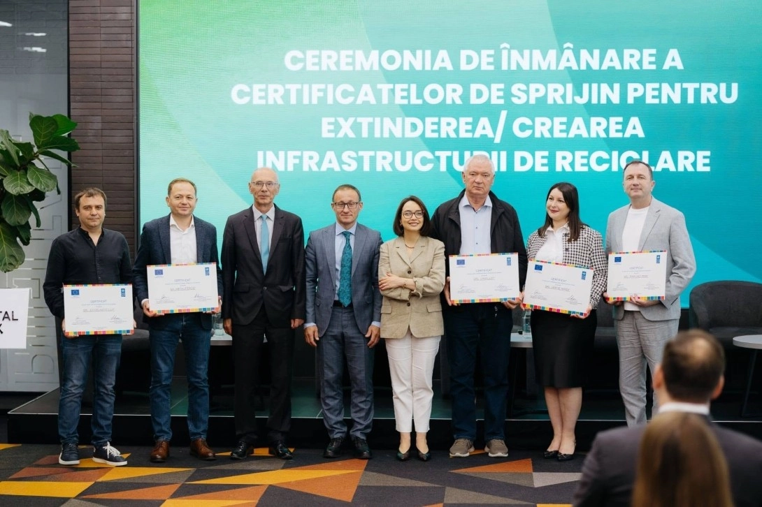 Cinci companii de reciclare vor primi până la 425.000 de euro pentru dezvoltarea economiei circulare în Republica Moldova