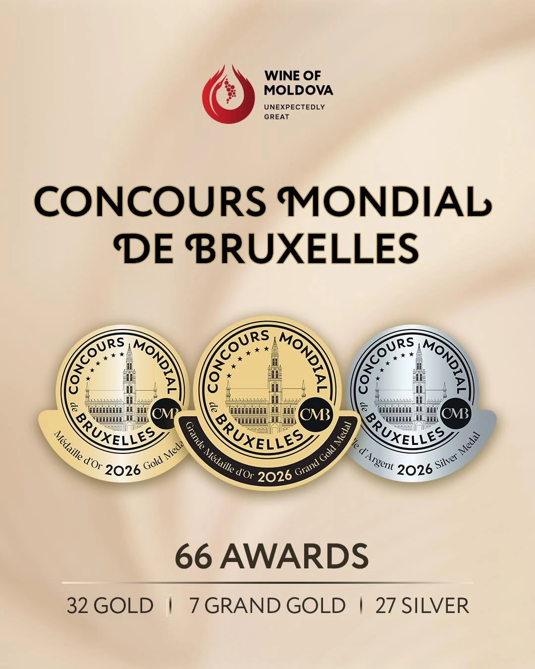 Vinul Moldovei a obținut 66 de medalii la Concours Mondial de Bruxelles 2026