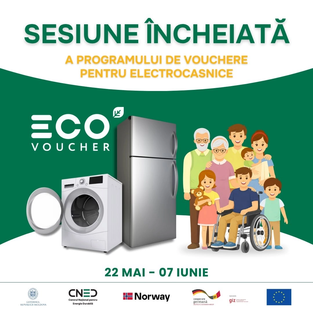 Programul EcoVoucher // Alte peste 600 de familii au utilizat vouchere de șase mii de lei pentru a-și procura electrocasnice noi