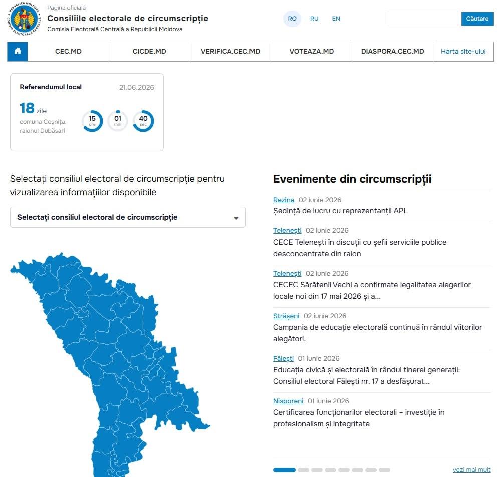CEC lansează platforma web a consiliilor electorale de circumscripție