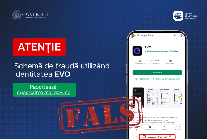 Nouă tentativă de fraudă: escrocii au creat un site fals pentru a distribui aplicații malițioase în numele EVO