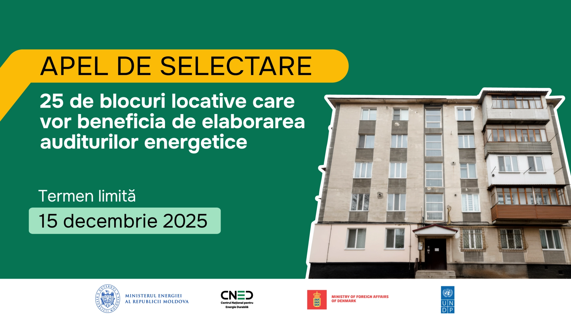 Audituri energetice gratuite pentru 25 de blocuri locative, care vor putea beneficia de lucrări de modernizare