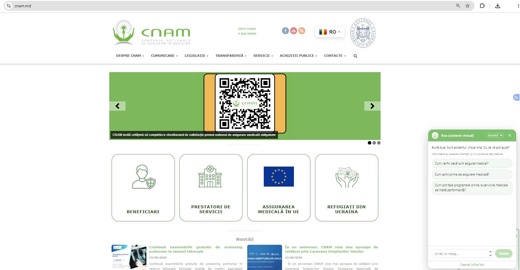 CNAM digitalizează comunicarea cu cetățenii și a lansat asistentul virtual „Ana”