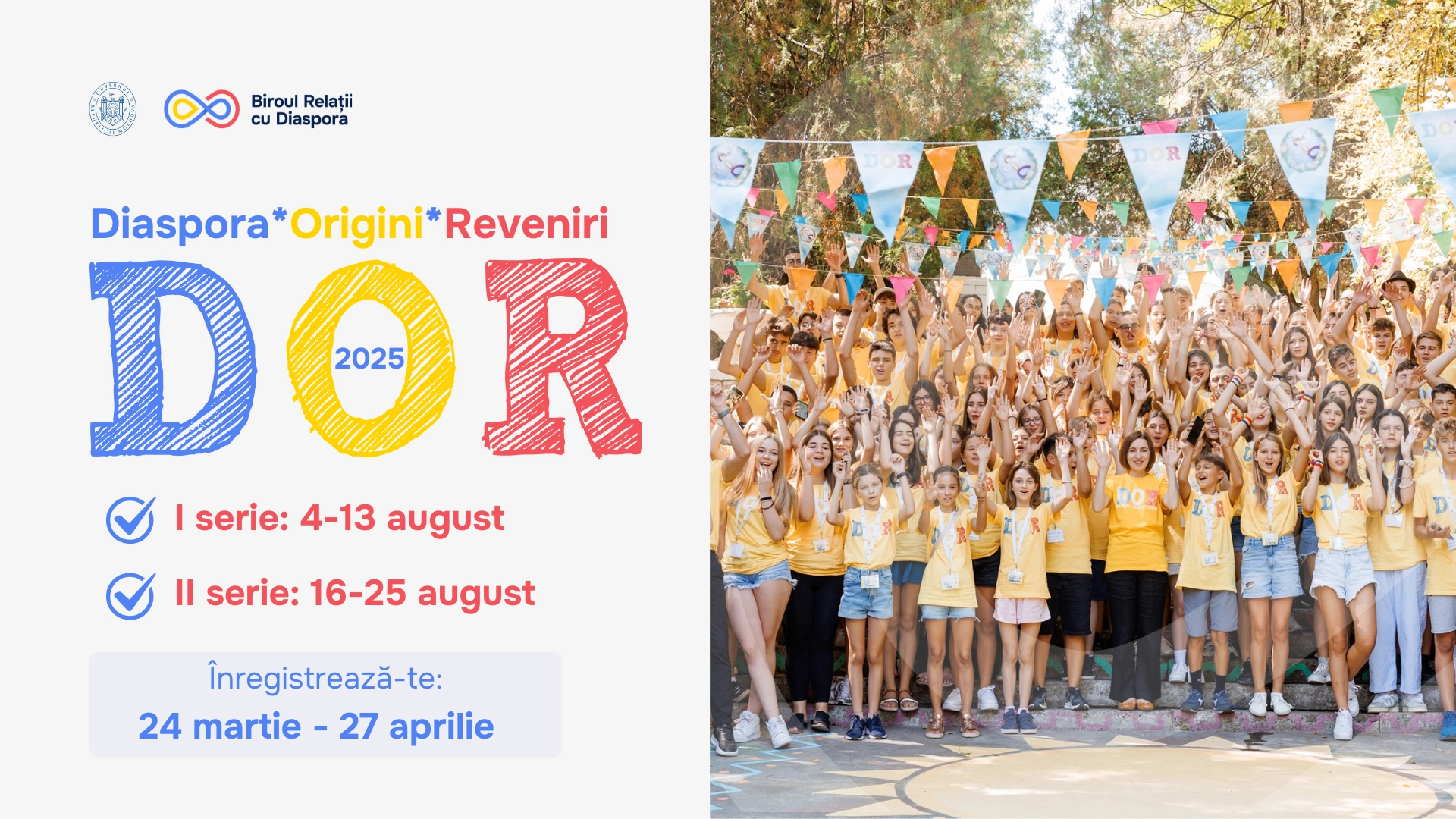 Tinerii din diasporă și Republica Moldova se pot înscrie la Programul „DOR – Diasporă*Origini*Reveniri”