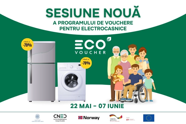 Alte peste o mie de familii din Moldova vor primi vouchere pentru electrocasnice eficiente energetic