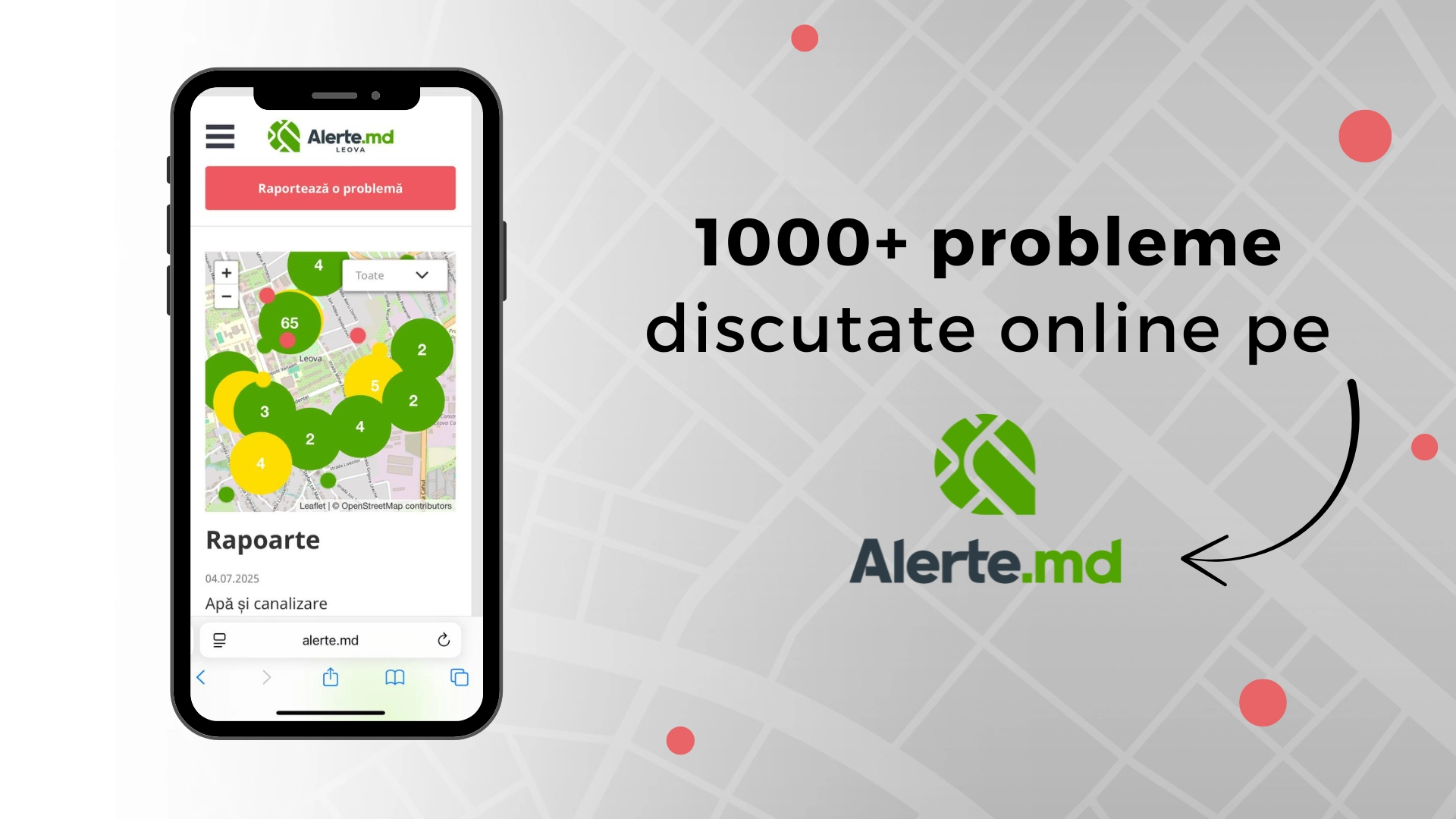 Peste 1000 de probleme locale raportate și 84% deja soluționate prin platforma Alerte.md