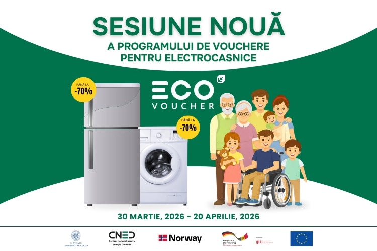 O nouă rundă a programului EcoVoucher: circa 3000 de familii vor putea înlocui electrocasnicele vechi cu echipamente noi, eficiente energetic