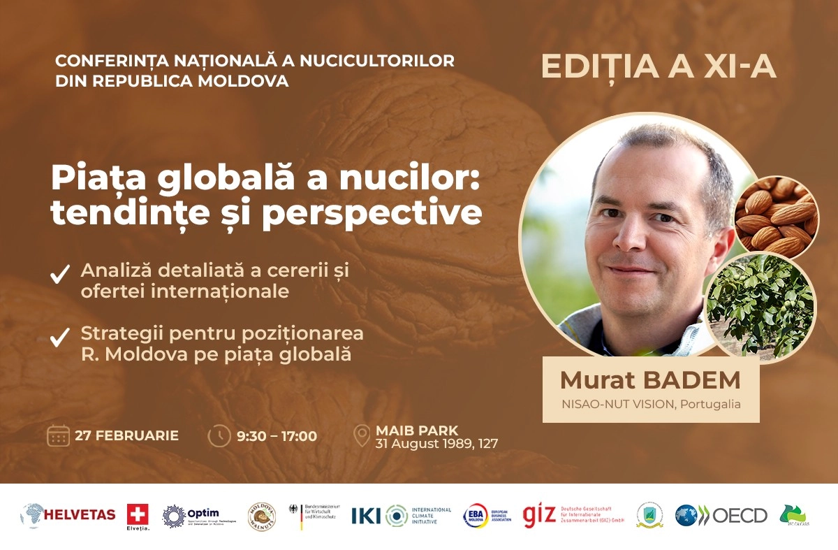 Un expert european va prezenta la Chișinău soluții inovatoare pentru cultivatorii de nuci din R. Moldova