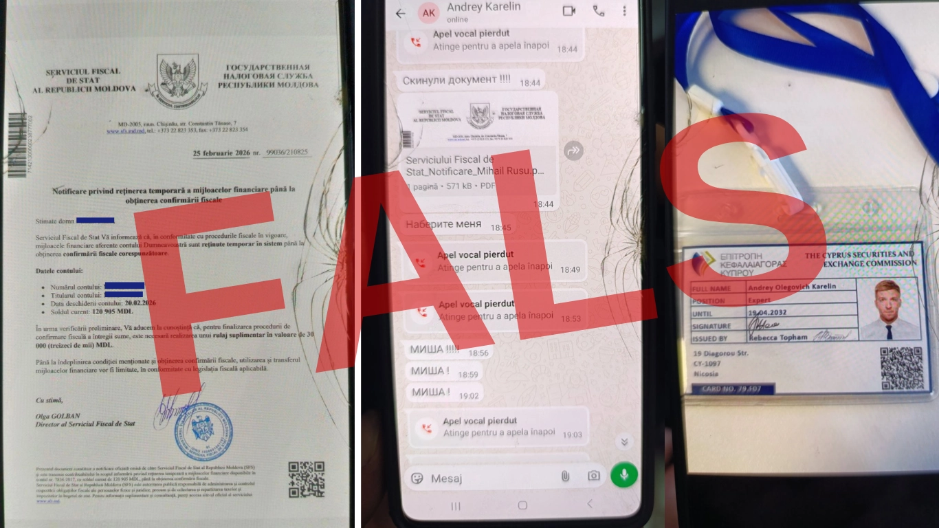 ATENŢIE, FALS! Serviciul Fiscal de Stat avertizează asupra unor notificări înșelătoare transmise contribuabililor