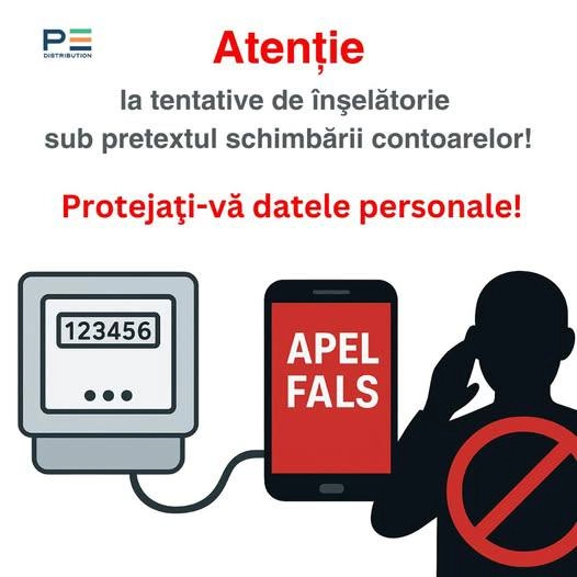 Atenție, fraudă! Persoane necunoscute sună consumatorii și cer date personale, sub pretextul schimbării contoarelor la electricitate