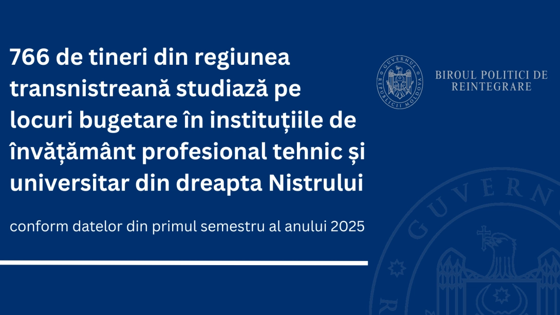 Circa 770 de tineri din regiunea transnistreană studiază cu finanțare de la stat în instituțiile de pe malul drept al Nistrului