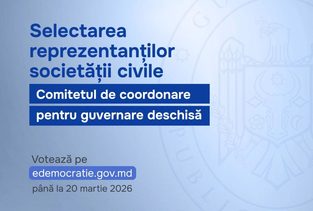 Selectarea reprezentanților societății civile în Comitetul de coordonare pentru guvernare deschisă: Votează pe edemocratie.gov.md, până pe 20 martie