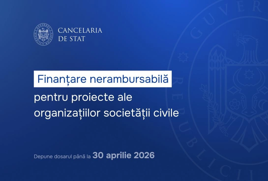 Cancelaria de Stat lansează un concurs de finanțare nerambursabilă pentru proiecte ale organizațiilor societății civile