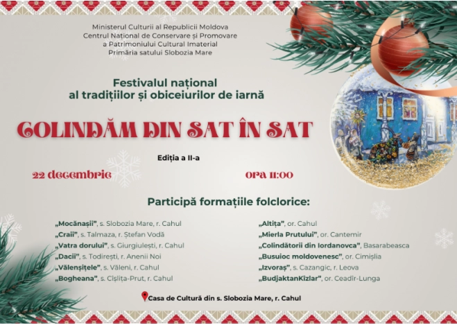 Un festival al tradițiilor și obiceiurilor de iarnă va avea loc la Slobozia Mare