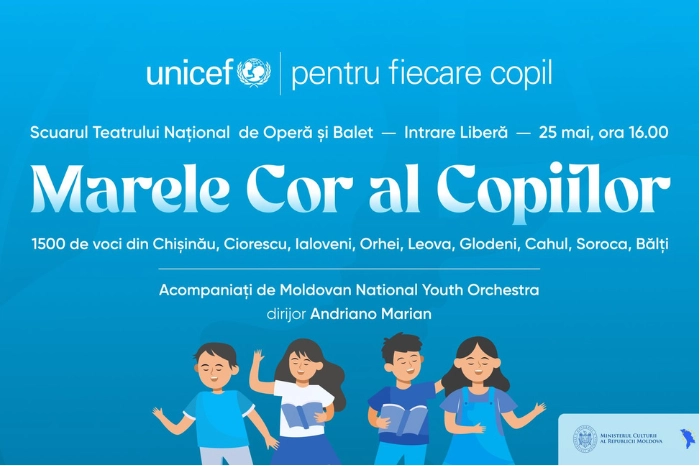 Premieră absolută. Un cor format din peste 1500 de copii va evolua în centrul Chișinăului